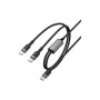 Дата кабель USB-C to 2xUSB-C 1.2m 100W nylon black Acefast (6974316285120)