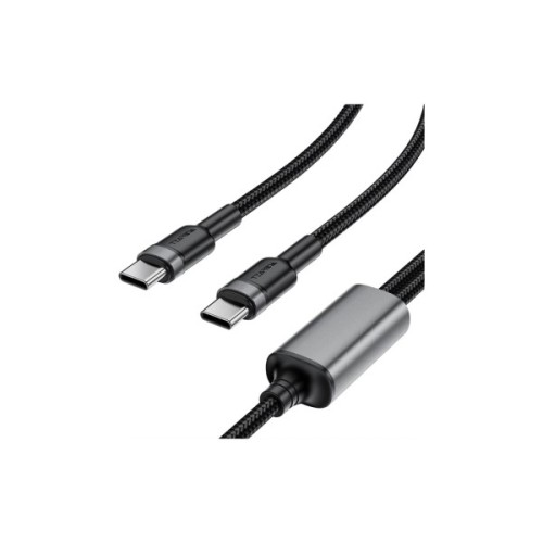 Дата кабель USB-C to 2xUSB-C 1.2m 100W nylon black Acefast (6974316285120)