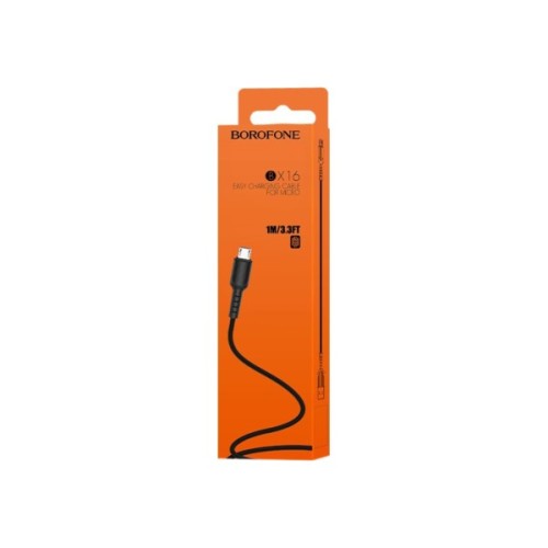 Дата кабель USB 2.0 AM to Micro 5P 1.0m 2A PVC BX16 black BOROFONE (6957531099499)