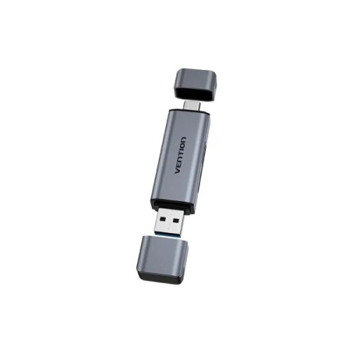 Зчитувач флеш-карт Vention USB 3.0 AM/USB-C to SD+TF Gray Dual Drive Letter Aluminum Alloy (CLLH0)