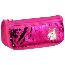 Пенал Cool For School 2 відділення з паєтками та аплікацією Червоно-рожевий (CF5949-rose)