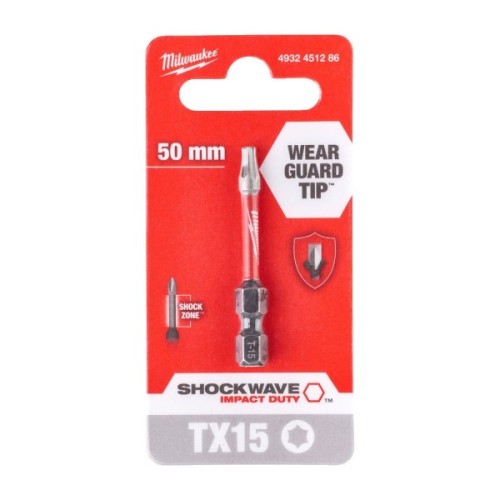 Біта для шуруповерта Milwaukee SHOCKWAVE, TX15, 50мм 1шт (4932451286)