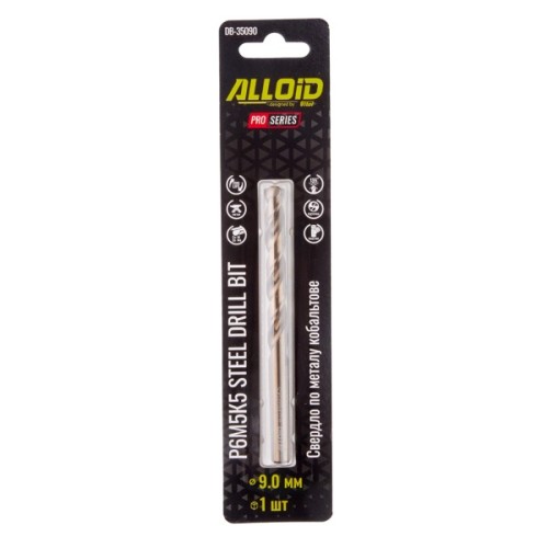 Свердло Alloid Pro, по металу, кобальтове, 9.0мм, Р6М5К5 (DB-35090)