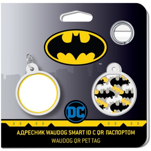 Адресник для тварин WAUDOG Smart ID з QR паспортом "Бетмен візерунок", коло 25 мм (0625-1020ru-eng)
