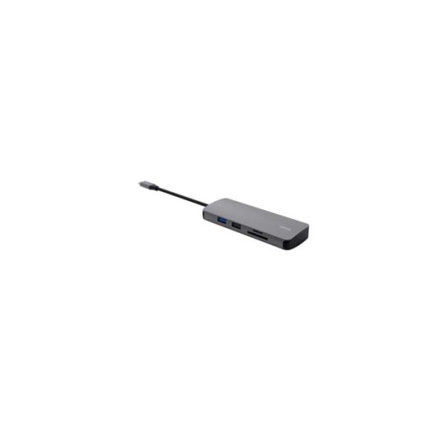 Концентратор Trust USB-C 8-in1 1xUSB-А 3.2/USB-A 2.0/2xUSB-С/HDMI/Ehernet/SD/microSD aluminium 0.15m grey (25672_TRUST)