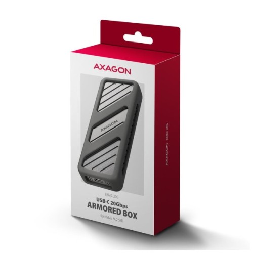 Кишеня зовнішня AXAGON USB-C 20Gbps metal box for M.2 NVMe SSD ARMORED (EEM2-20G)