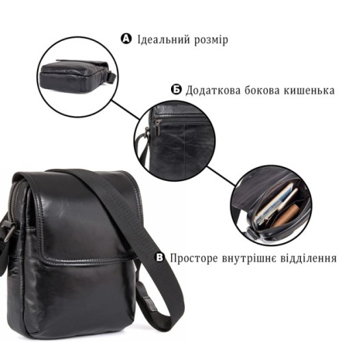 Сумка Vintage Шкіряна Чорна (14470)