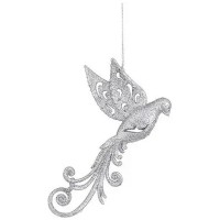 Ялинкова іграшка House Of Seasons Пташка срібна 9 х 2 х 16 см (8718861799439)
