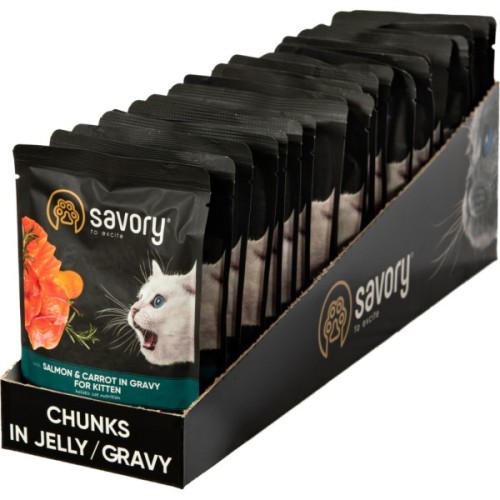 Вологий корм для кішок Savory лосось з морквою в соусі 85 гх22 шт (2700000029312)