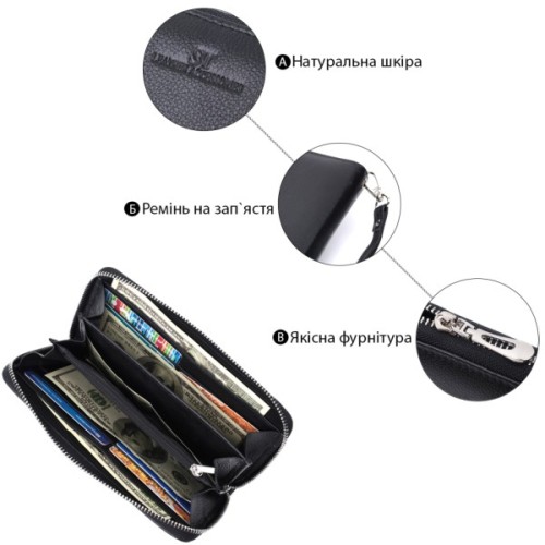 Гаманець ST Leather Унісекс З натуральної шкіри Чорний (22697)