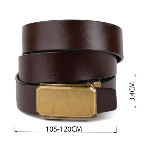 Ремінь Vintage Чоловічий з латунною пряжкою Коричневий (20276)