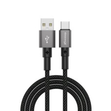 Дата кабель USB 2.0 AM to USB-C 1.0m 3A nylon black Grand-X (PC-08B)
