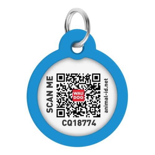 Адресник для тварин WAUDOG Smart ID з QR паспортом "Градієнт блакитний", коло 25 мм (225-4036)