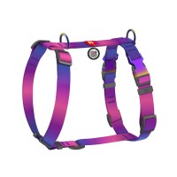Шлея для собак WAUDOG Nylon Recycled анатомічна H-подібна з QR паспортом, градієнт, L фіолетова (52889)