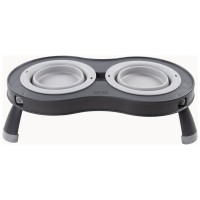 Посуд для собак Dexas Миска подвійна на складній підставці-велика 600 мл світло-сіра (0084297309039)