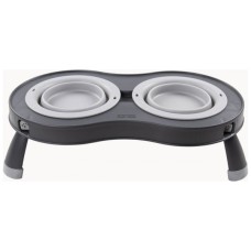 Посуд для собак Dexas Миска подвійна на складній підставці-велика 600 мл світло-сіра (0084297309039)