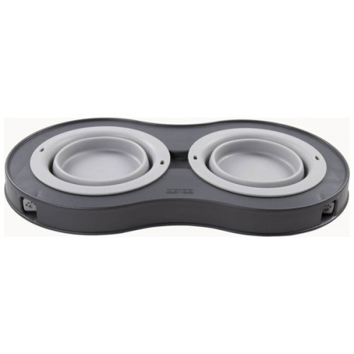 Посуд для собак Dexas Миска подвійна на складній підставці-велика 600 мл світло-сіра (0084297309039)