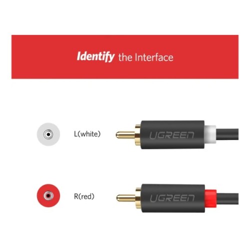 Кабель мультимедійний 2xRCA M to 2xRCA M 1.0m AV104 black Ugreen (30747)
