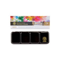 Акварельні фарби MUNGYO Gallery 24 кольору в напівкюветах металевий пенал (8804819109242)