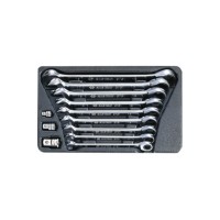 Ключ KING TONY ріжково-накидний з тріскачкою 12 шт, 10-19 мм та перехідники на 1/4", 3/8", 1/2" (9-10112MR)