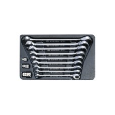 Ключ KING TONY ріжково-накидний з тріскачкою 12 шт, 10-19 мм та перехідники на 1/4", 3/8", 1/2" (9-10112MR)