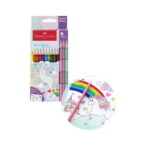 Олівці кольорові Faber-Castell PASTEL UNICORN 10+3 кольори (111219) (32515)