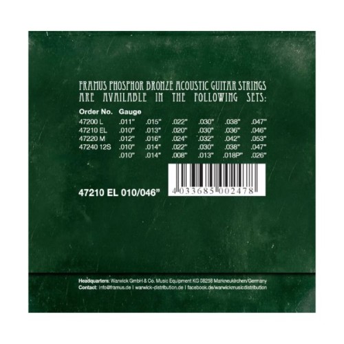 Струни для гітари Framus Phosphor Bronze Extra Light (10-46) (47210 EL)