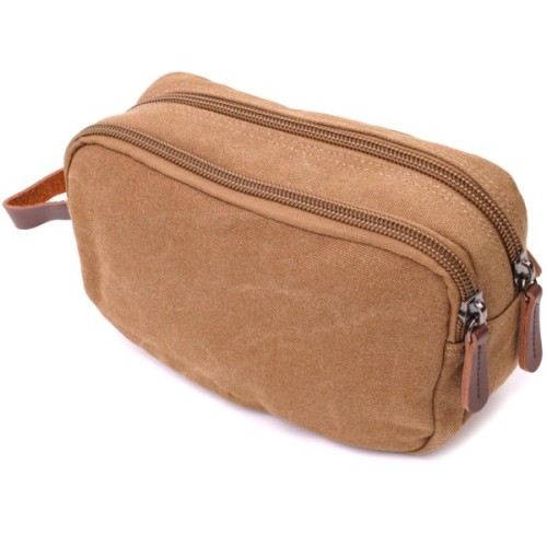 Сумка Vintage На два відділення з текстилю Коричнева (22235)