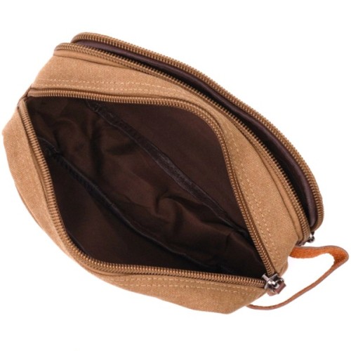 Сумка Vintage На два відділення з текстилю Коричнева (22235)