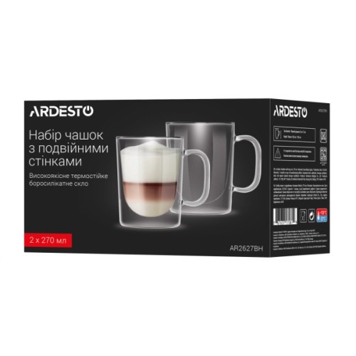 Набір чашок Ardesto BH 270 мл 2 шт прозорий (AR2627BH)
