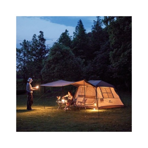 Намет Naturehike з навісом Village CNK2300ZP022 коричневий великий (6976023920189)