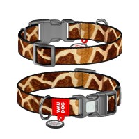 Нашийник для тварин WAUDOG Nylon з QR адресником "Жираф" пластиковий фастекс XL (283-0053)