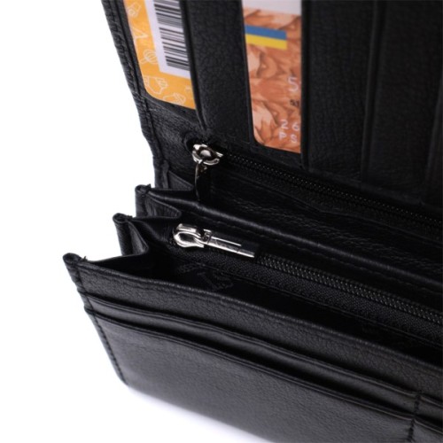 Гаманець ST Leather З натуральної шкіри Чорний (22696)
