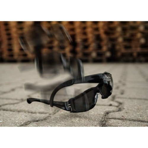 Захисні окуляри Neo Tools протиосколкові, клас захисту FT, резинові дужки, полікарбонат, темно сірий (97-522)