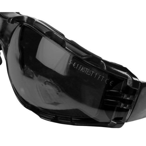 Захисні окуляри Neo Tools протиосколкові, клас захисту FT, резинові дужки, полікарбонат, темно сірий (97-522)