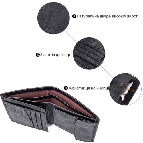 Гаманець Vintage Шкіряний Чорний (14598)