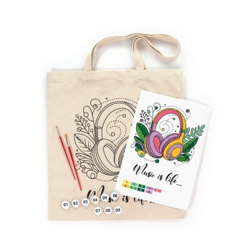 Набір для творчості Rosa Talent екосумка-розмальовка, Music is Life, 38х42 см (4823098544654)