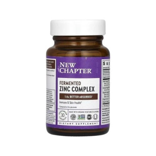 Мінерали New Chapter Цинк ферментований комплекс, Fermented Zinc Complex, 30 таблі (NC0348)