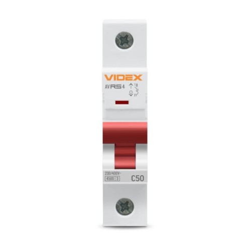 Автоматичний вимикач Videx RS4 RESIST 1п 50А С 4,5кА (VF-RS4-AV1C50)