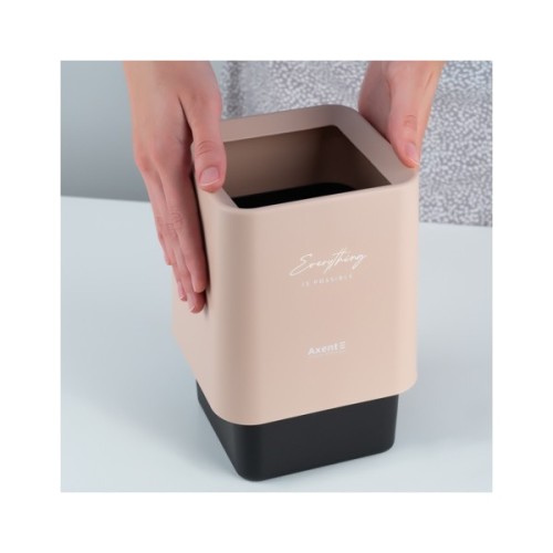 Кошик для паперів Axent Настільний контейнер для сміття, квадратний, персиковий (2132-42-A)