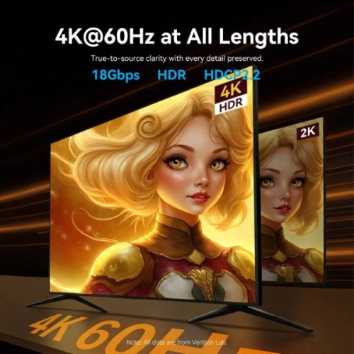 Кабель мультимедійний HDMI M to HDMI M 80.0m 4K60Hz fiber optic black Vention (ALSBAF)