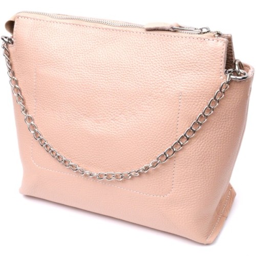 Сумка Grande Pelle З натуральної шкіри Пудрова (11695)