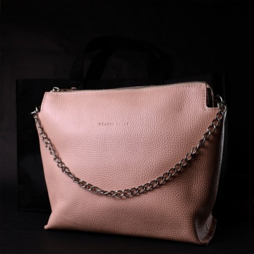 Сумка Grande Pelle З натуральної шкіри Пудрова (11695)