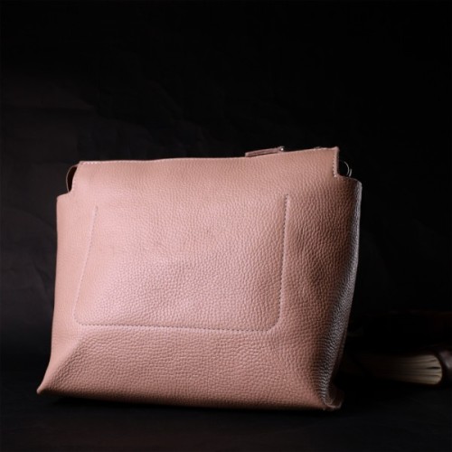 Сумка Grande Pelle З натуральної шкіри Пудрова (11695)