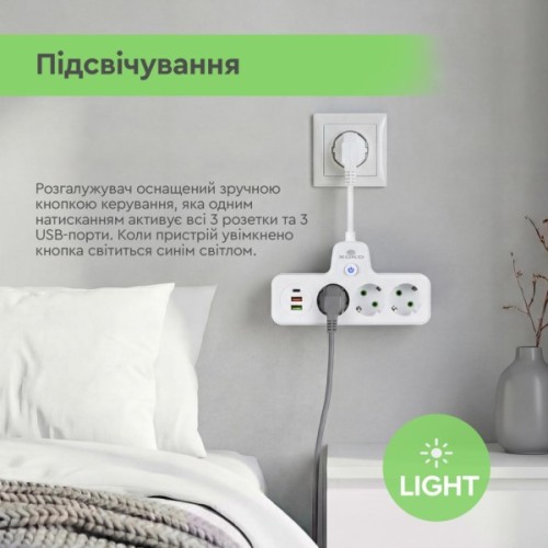 Мережевий фільтр живлення XoKo XK-SPW-3-2-1-WH