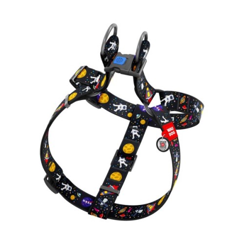 Шлея для собак WAUDOG Nylon з QR паспортом "NASA" пластиковий фастекс XL (324-0047)