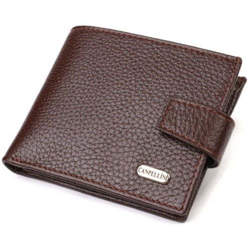 Портмоне Canpellini З натуральної зернистої шкіри Коричневе (21881)