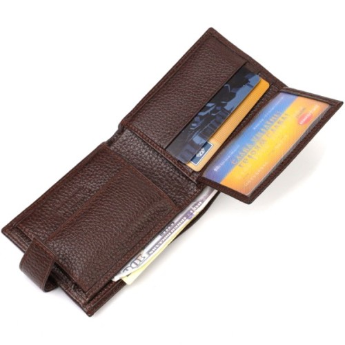 Портмоне Canpellini З натуральної зернистої шкіри Коричневе (21881)