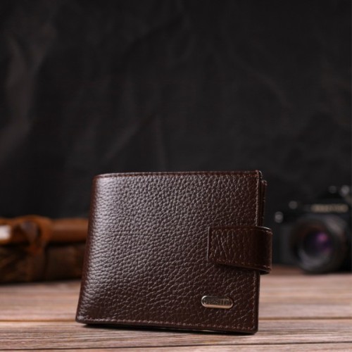 Портмоне Canpellini З натуральної зернистої шкіри Коричневе (21881)