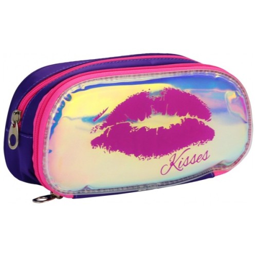 Пенал Cool For School 2 відділення неоновий з помпоном Червоний (CF6618-red)